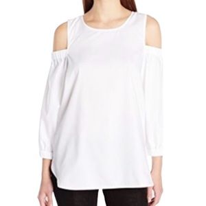 Calvin Klein Long‎ Sleeve Open Shoulder White Tunic